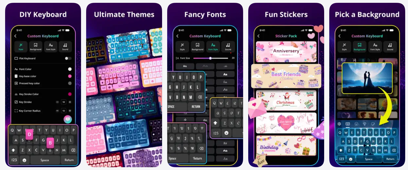 LED Keyboard Fonts & Themes